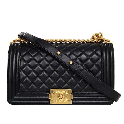 chanel classic black boy bag